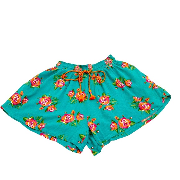 Matilda Jane Size XS Blue Multicolor Floral Tie Waist Long Walk Shorts - Picture 4 of 14
